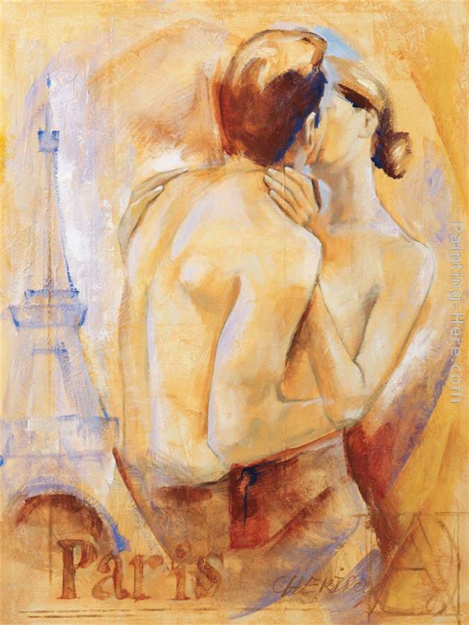 Kiss in Paris painting - Talantbek Chekirov Kiss in Paris art painting
